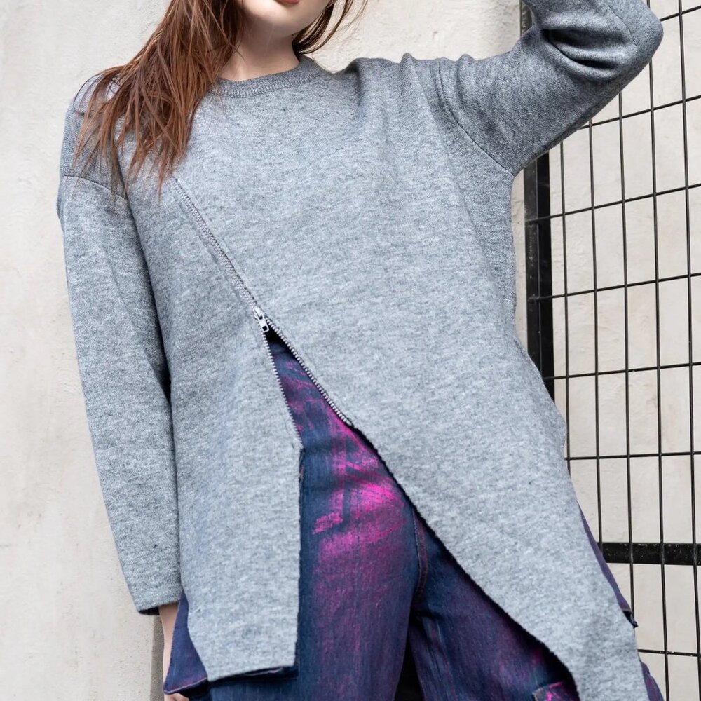 Kate Hewko Asymmetrical Zip Sweater OS